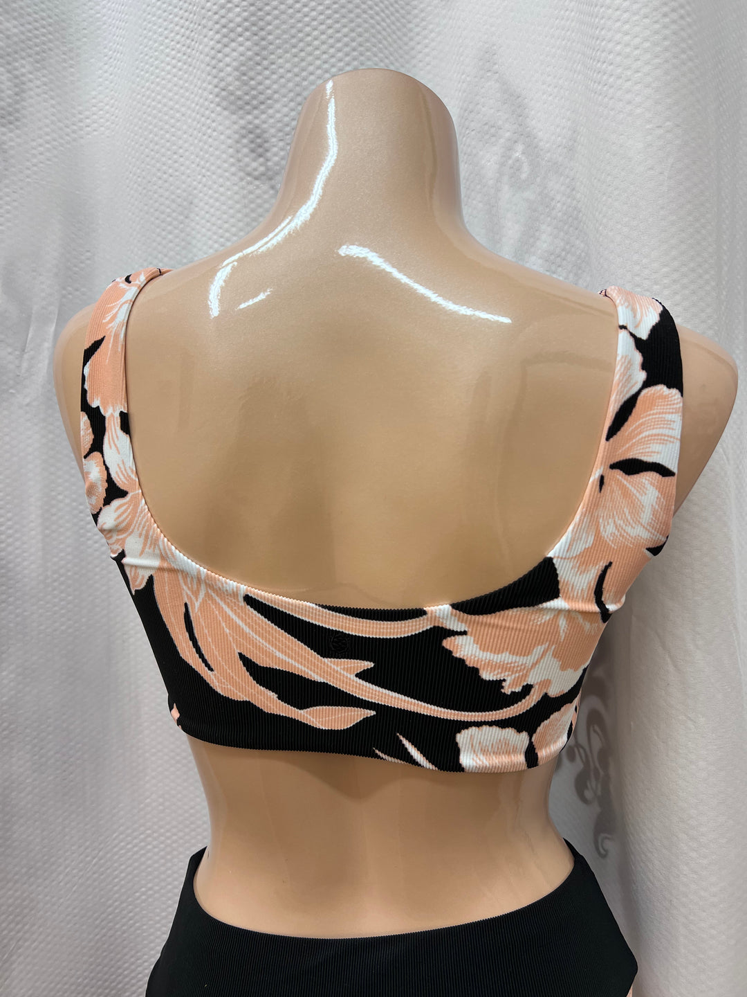 Recycled Rib Swim Crop Top With Centre Tie