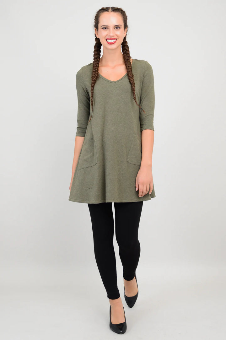 Veronica Yarn Dye Tunic  - Khaki