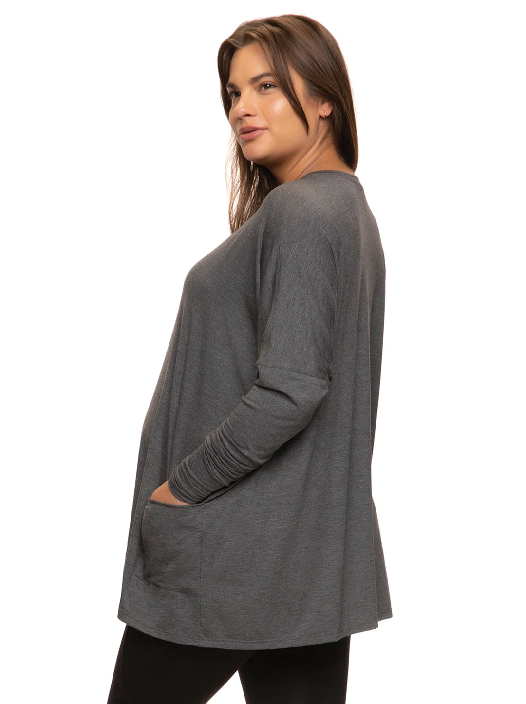 Modal Span Side Drape Maternity L/S Top