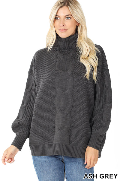 Turtleneck Cable Knit Sweater