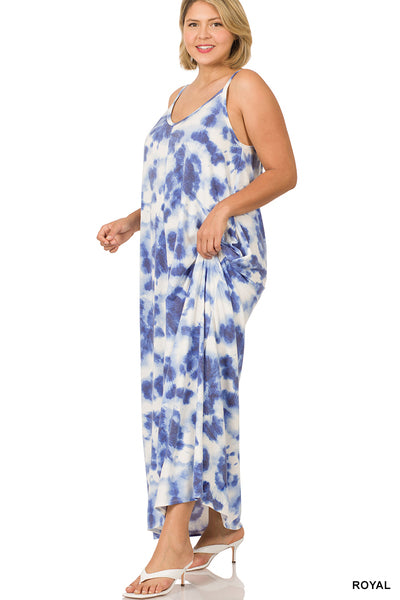 Soft Terry Tie Dye V-Neck Cami Maxi Dress