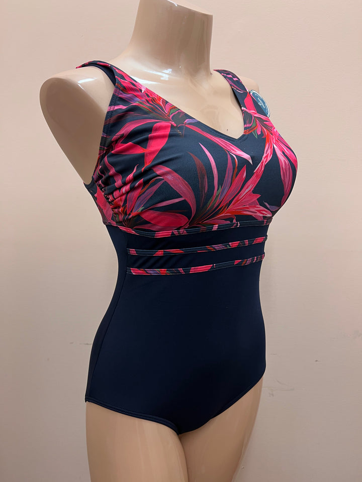V Front Polyester 1 Piece Swimsuit