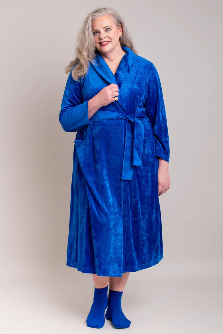 Bamboo Velvet Robe - Cobalt - Size Small/Medium