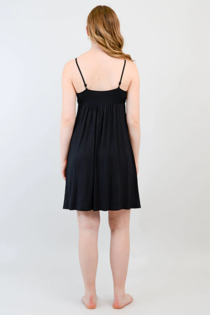 Mina Bamboo Slip Dress - Black