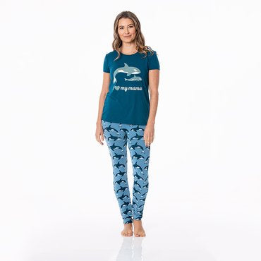 Short Sleeve Parisian Blue Orca Tee Fitted Pajama Set