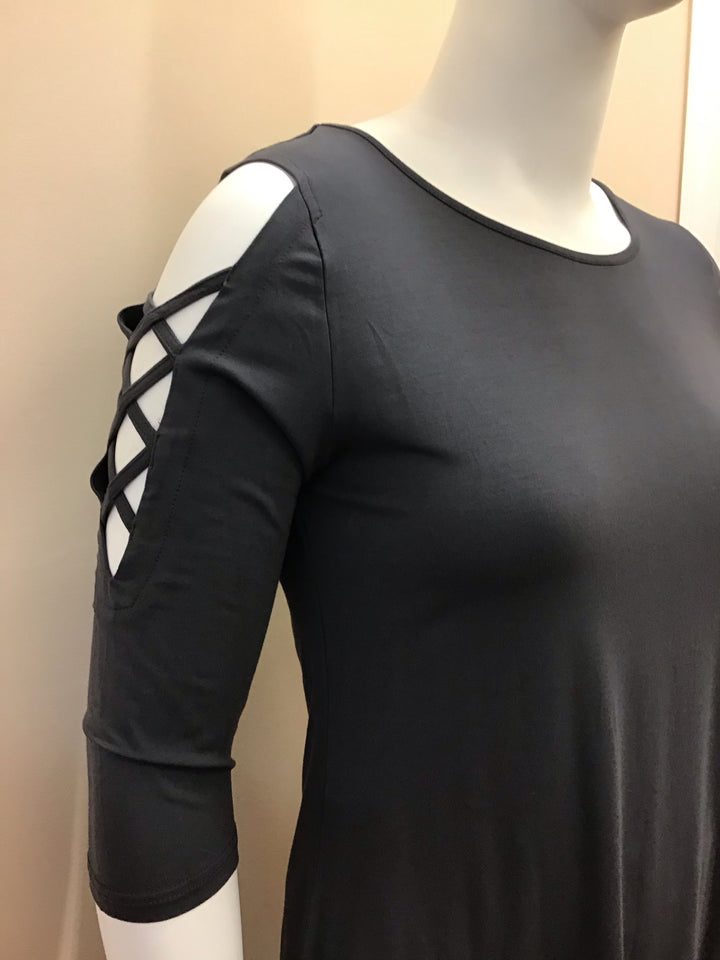 Bamboo Criss Cross Cold Shoulder Top