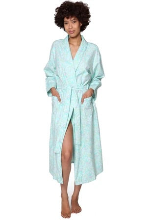 Flannel Floral Robe - Aqua - Size 2 X