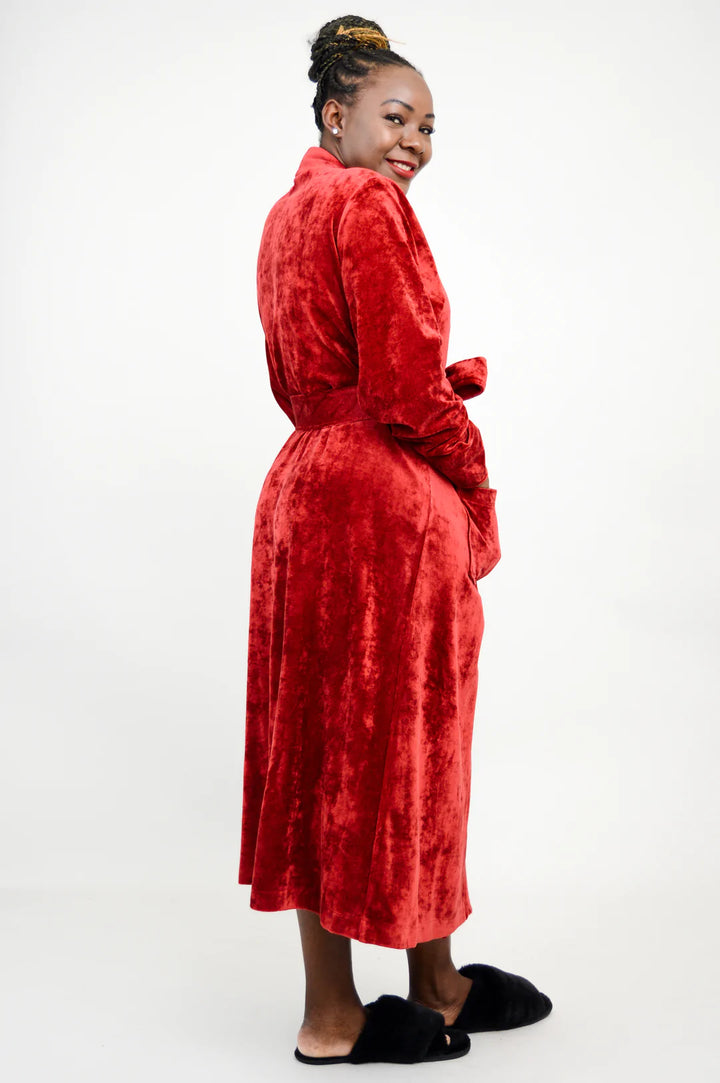 Bamboo Velvet Robe - Burgundy
