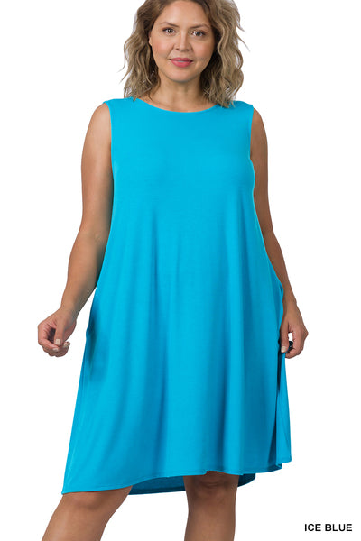 Flared Dress With Pockets - Ice Blue