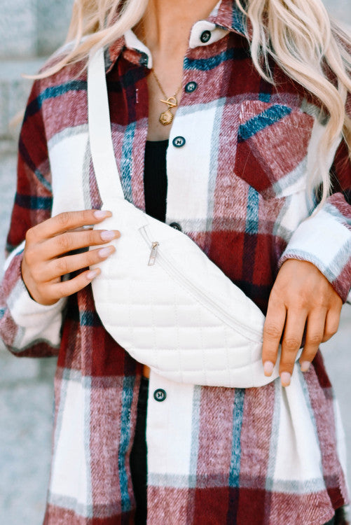 PU Leather Quilted Zipped Chest/ Fanny Bag
