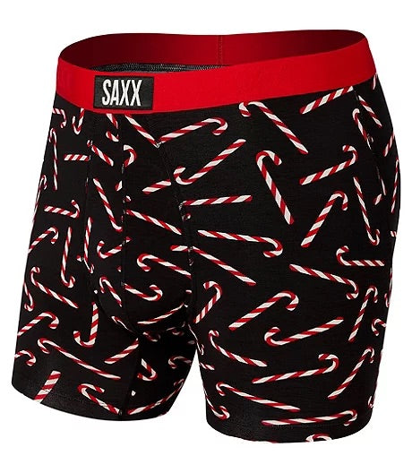 🇨🇦 Saxx Vibe Boxer - Black Candy Canes