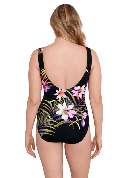 Longitude Beach Corsage Panel Scoopneck Swimsuit - Long Torso - Size 24