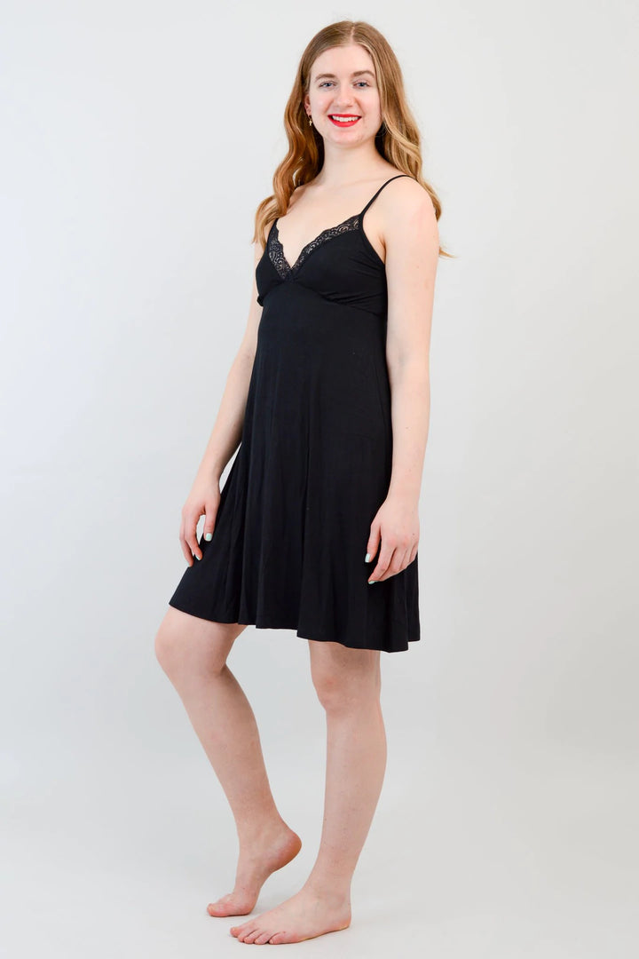 Mina Bamboo Slip Dress - Black