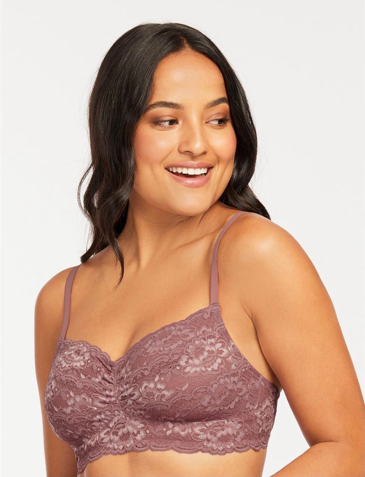 Montelle Cup Sized Wire-Free Bralette - Mauve Mist - Size D / E 30