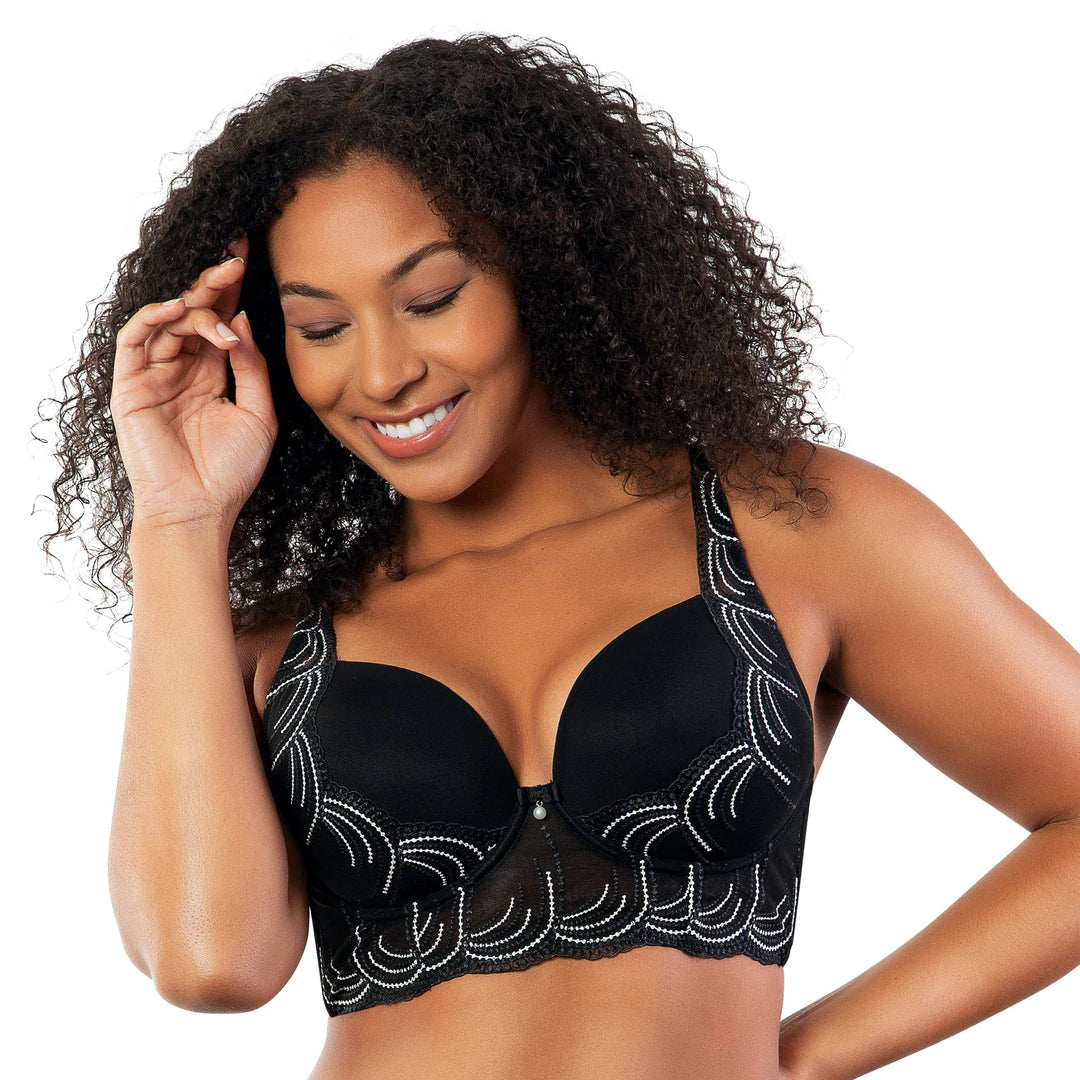 Pearl Longline Plunge Bra - Black