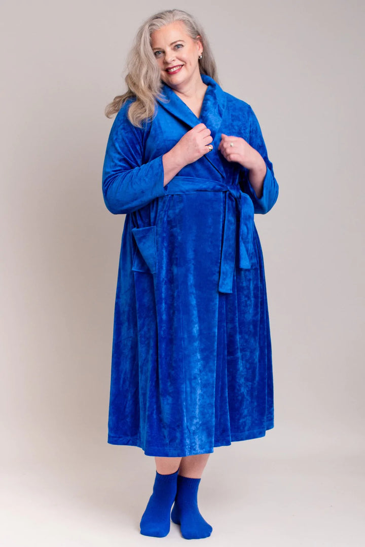 Bamboo Velvet Robe - Cobalt - Size Small/Medium