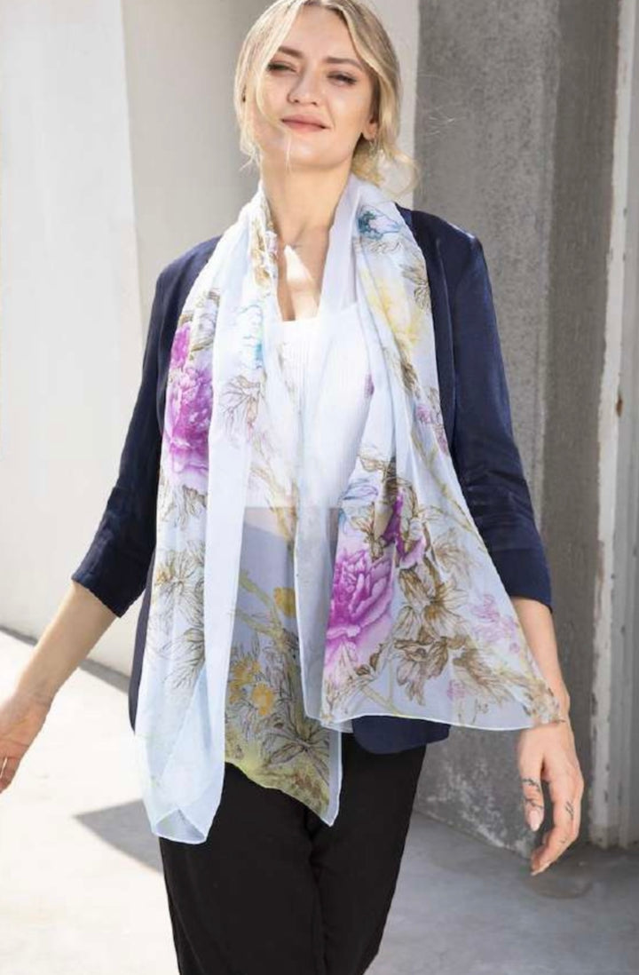 Floral Silk Like Scarf