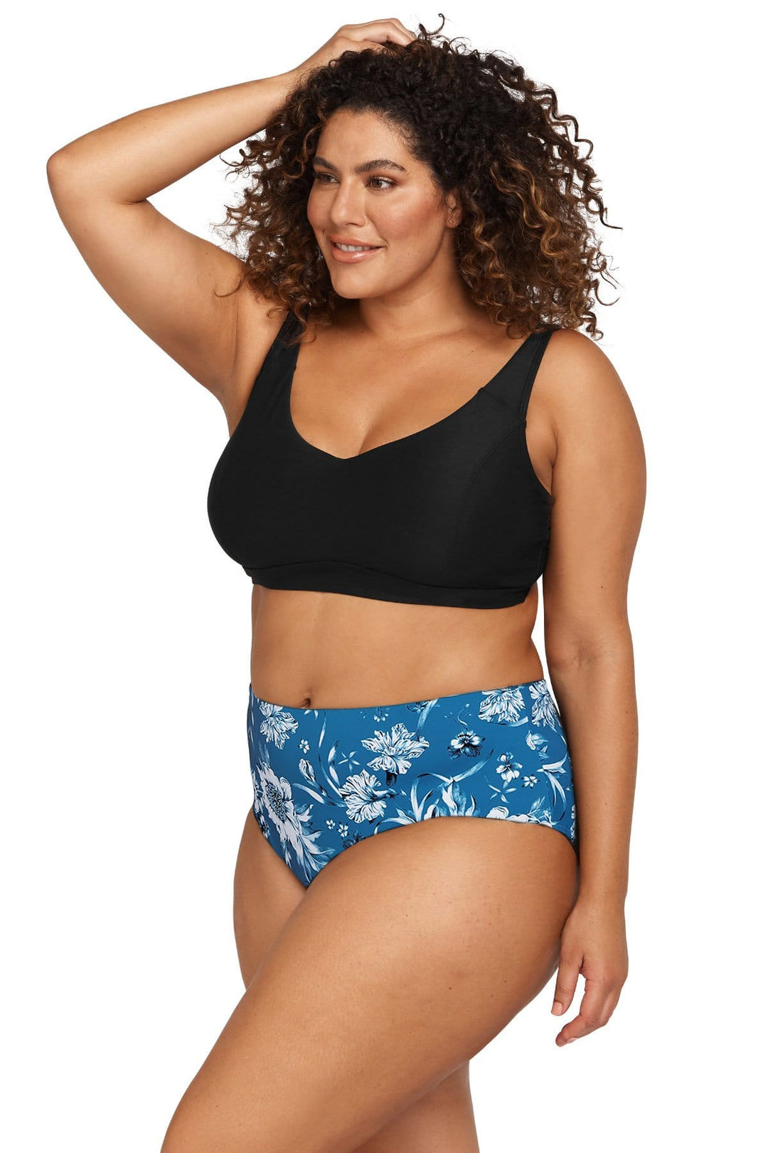 Fleur Du Champ Cerulean Monet  Mid Rise Swim Bottom