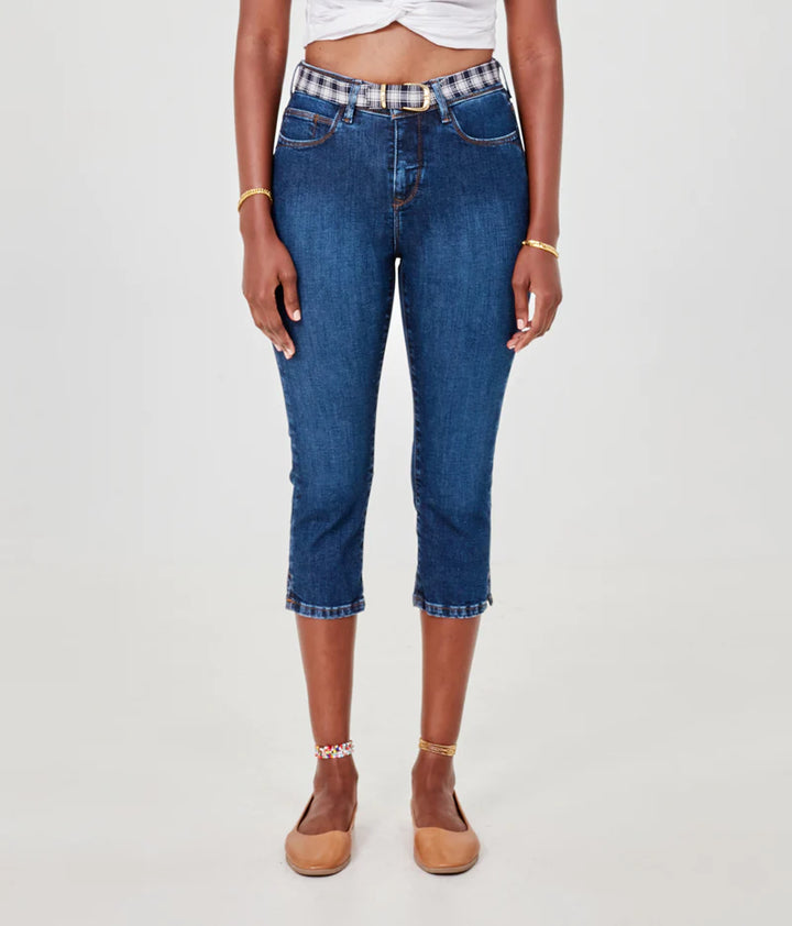 Lindsey High-Rise Culotte Capri - Cool Starry Night