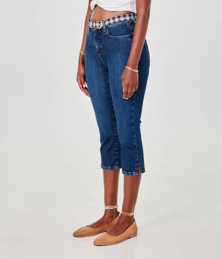 Lindsey High-Rise Culotte Capri - Cool Starry Night