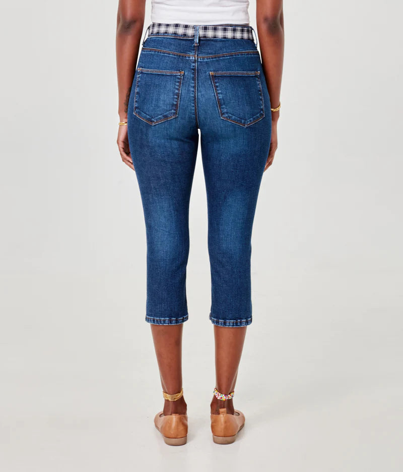 Lindsey High-Rise Culotte Capri - Cool Starry Night