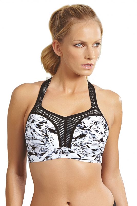 CALIA By Carrie Underwood Black and Gray Textured Sports Bra Sheer Racer  Back L