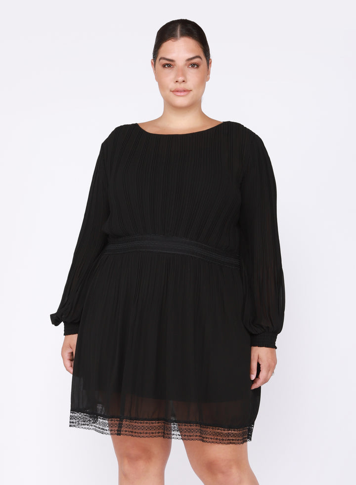 Dex Pleated Dress With Lace Detail
